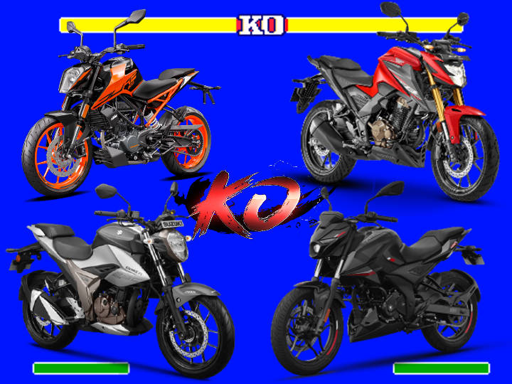 Honda Cb F Vs Suzuki Gixxer Vs Bajaj Pulsar N Vs Ktm Duke