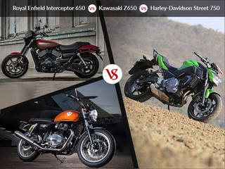 Royal Enfield Interceptor 650 vs Kawasaki Z650 vs Harley-Davidson Street 750: Spec Comparo