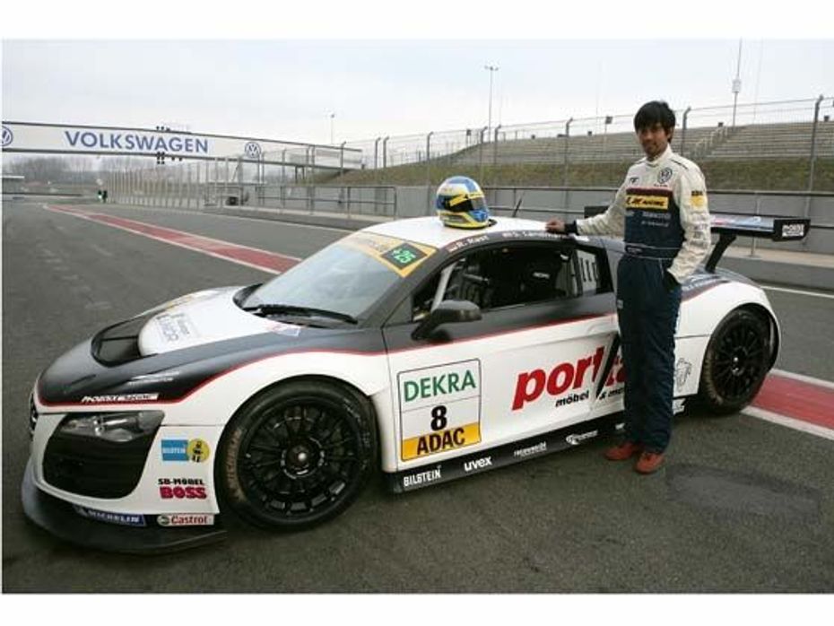 Aditya Patel with the Audi R8 LMS sports car