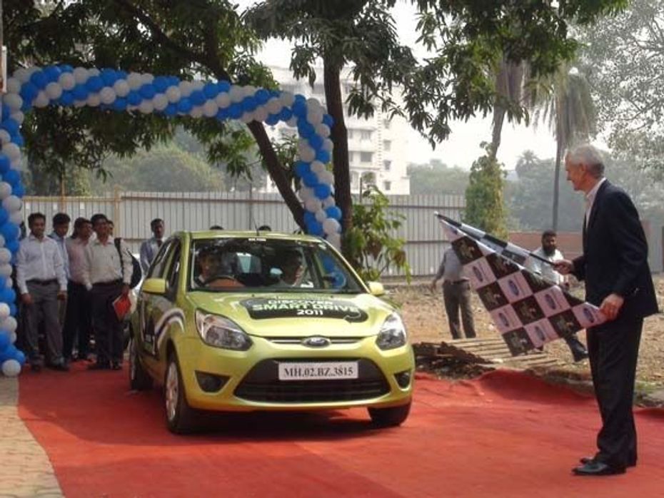 Ford India executive director, Marketing, Sales and Service, Nigel Wark flags off the event in Mumbai