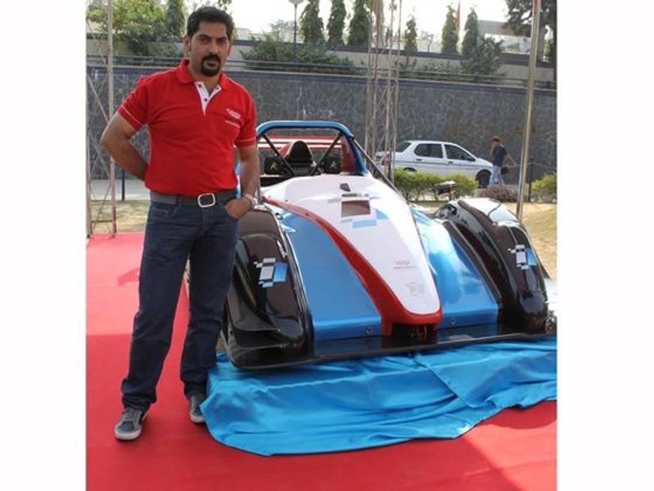 Darshan M, CEO, Machdar Motorsports with the SR3 race car