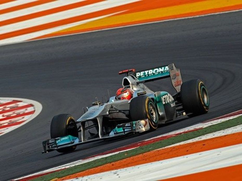Michael Schumacher keeping up the pace during the Indian GP
