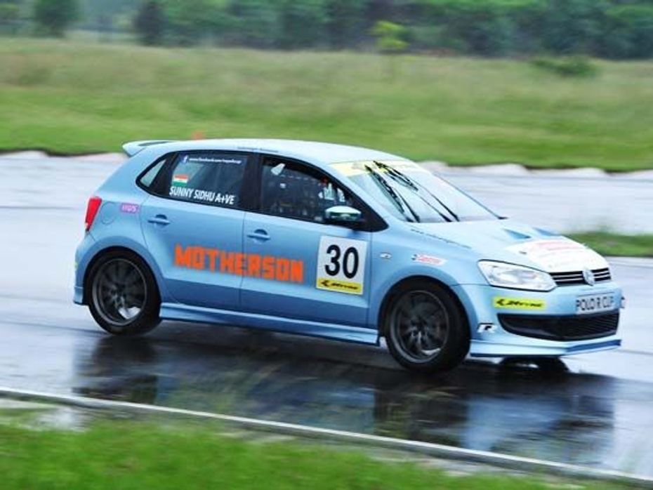 Veteran Racer Sunny Sidhu in action during Race Two of Round Six of Volkswagen Polo R Cup 2001