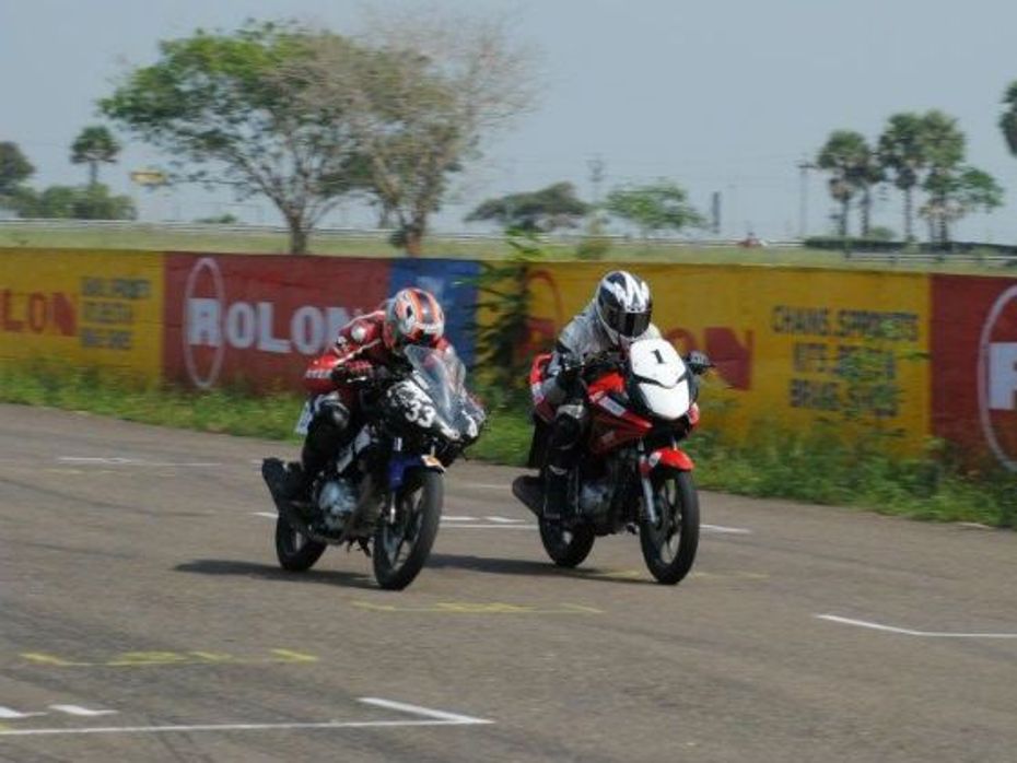 Riders in action on track