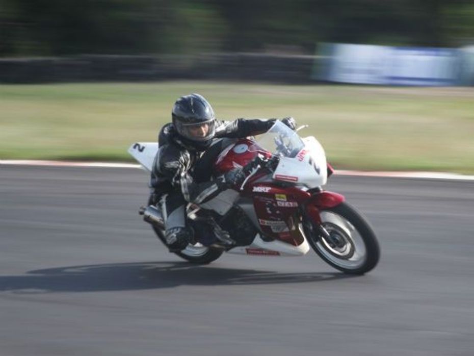 Rider in action on the track