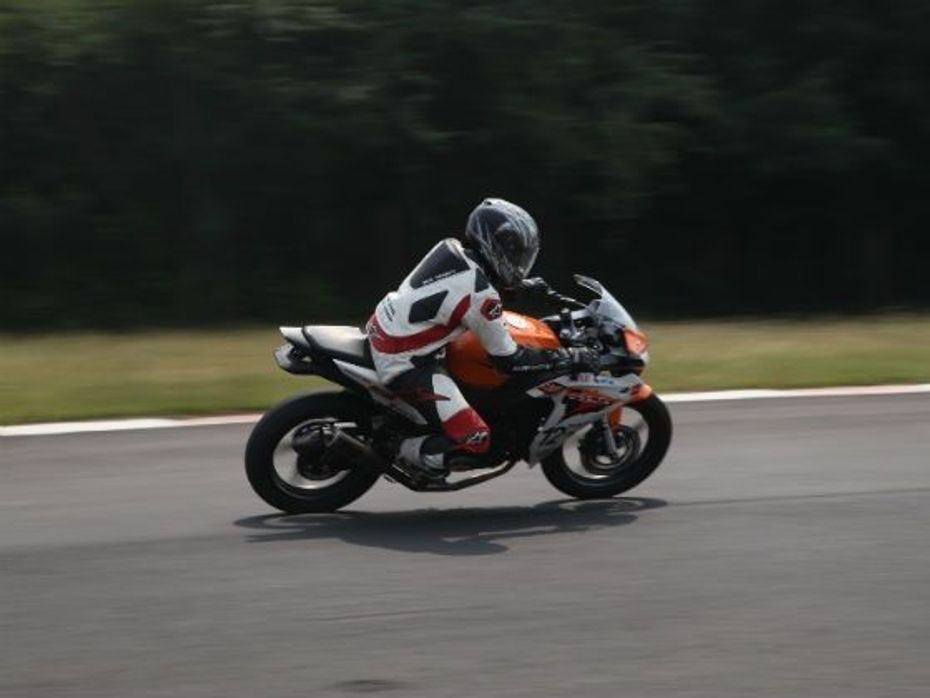 Rider in action astride the CBR 150R