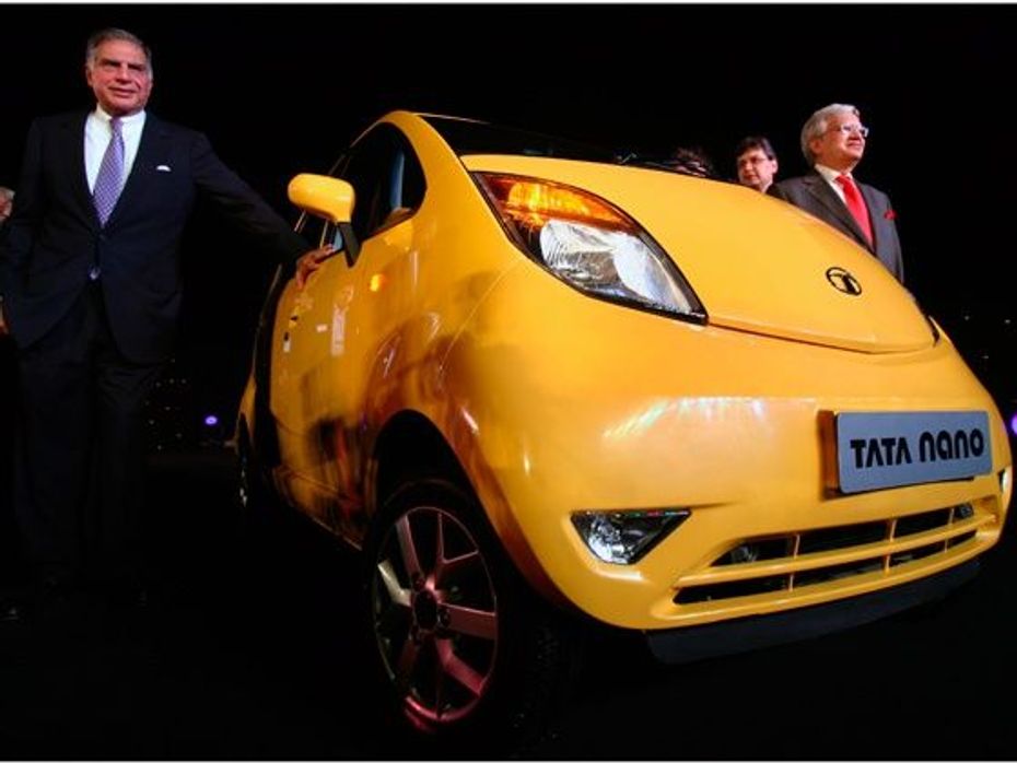 Ratan Tata with the Tata Nano