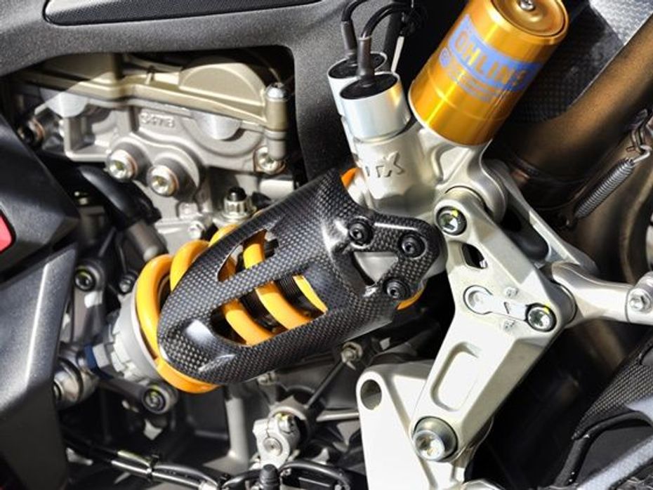 Ohlins TTX36 fully adjustable monoshock at the rear