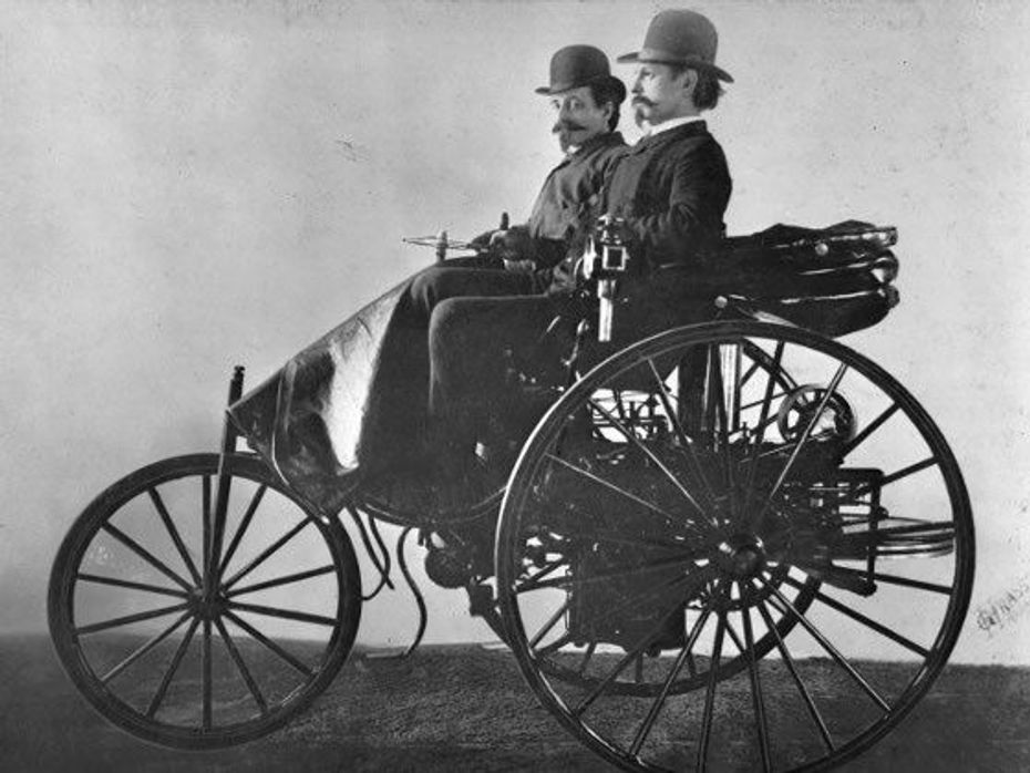 Karl Benz in the Benz Patent-Motorwagen