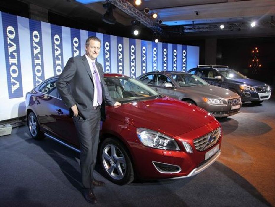 (L-R) Tomas Ernberg, Managing Director, Volvo Auto India with Volvo S60, Volvo S80, Volvo XC60 with new D3 Engine