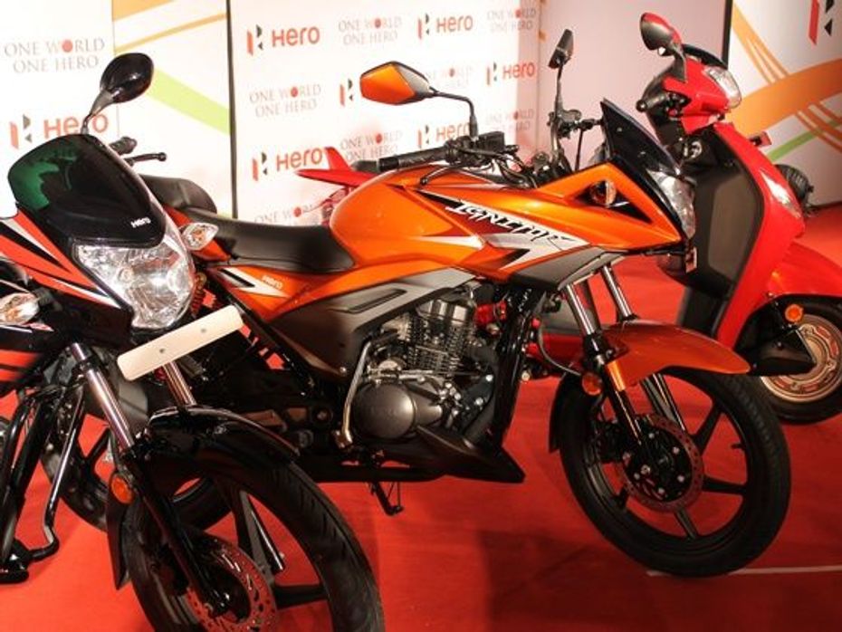 Hero MotoCorp range of bikes for 2012 showcased at the 2012 Auto Expo in Delhi