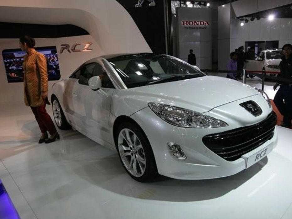 Peugeot RCZ coupe on display at the 2012 Auto Expo