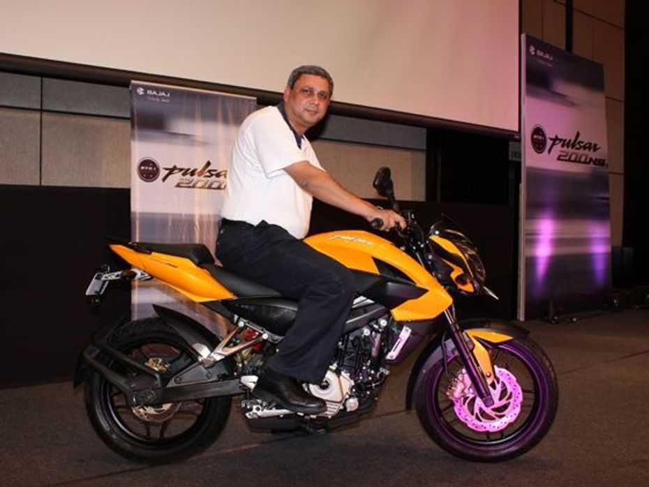 Mr. K Srinivas President - Motorcycle Business launching the first Pulsar 200 NS in Pune