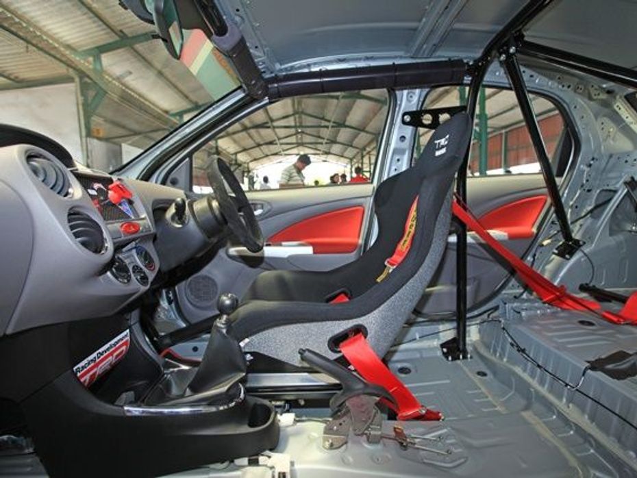 Toyota Etios Motor Racing Car driver cockpit