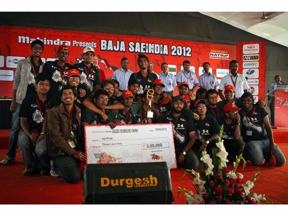 Baja SAEINDIA 2012 1st Prize winners