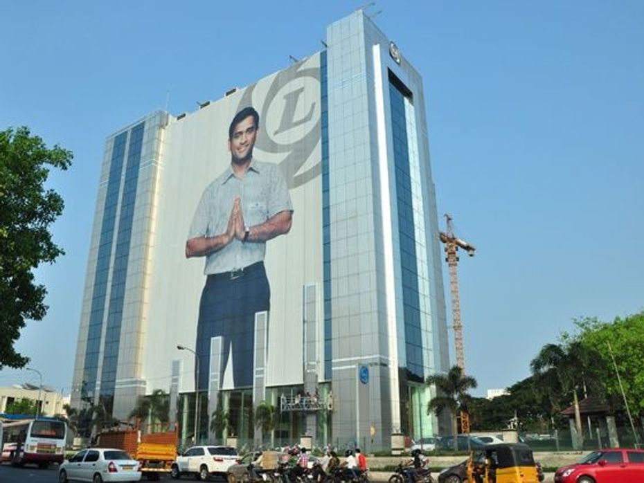 MS Dhoni on Ashok Leyland Corporate Building