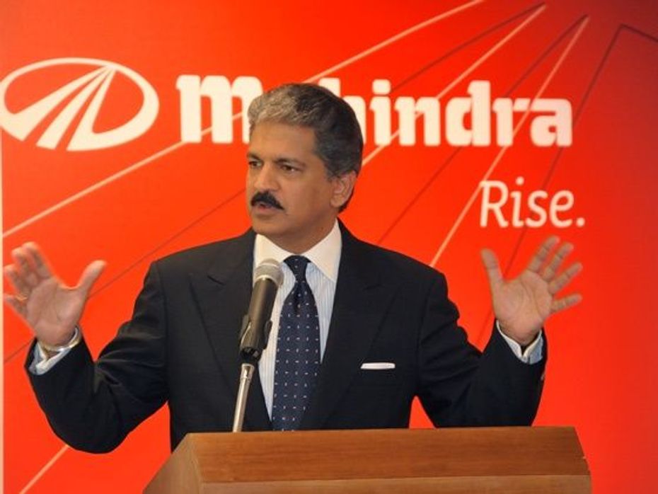 Anand Mahindra addressing media persons in Europe