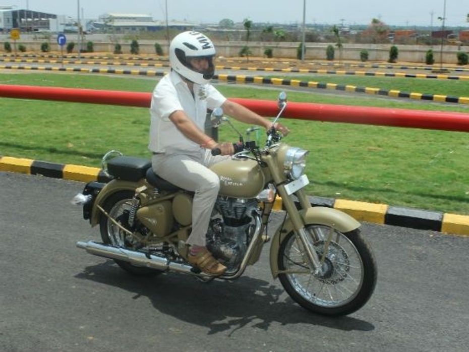 Siddartha Lal riding the Classic Desert Storm around the new facility