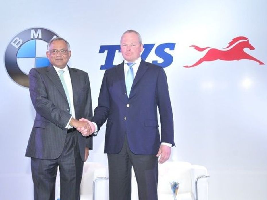 TVS and BMW official during the press launch of their alliance