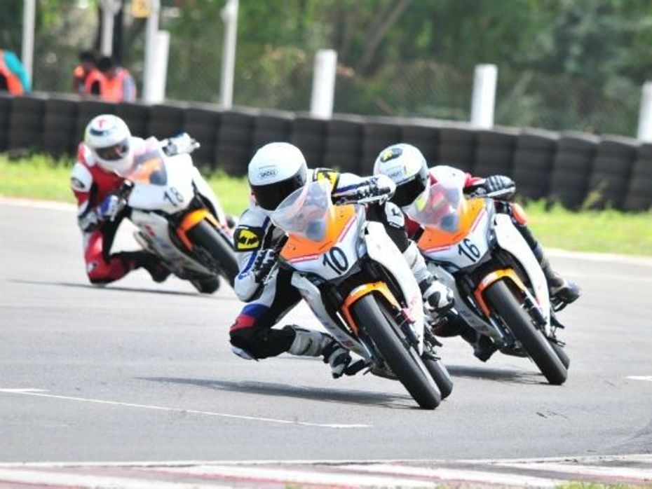 Riders in action of round 2 of Honda One Make race