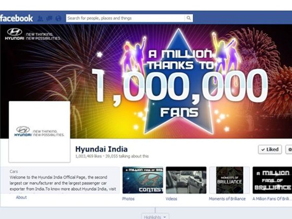 Hyundai India one million fb fans