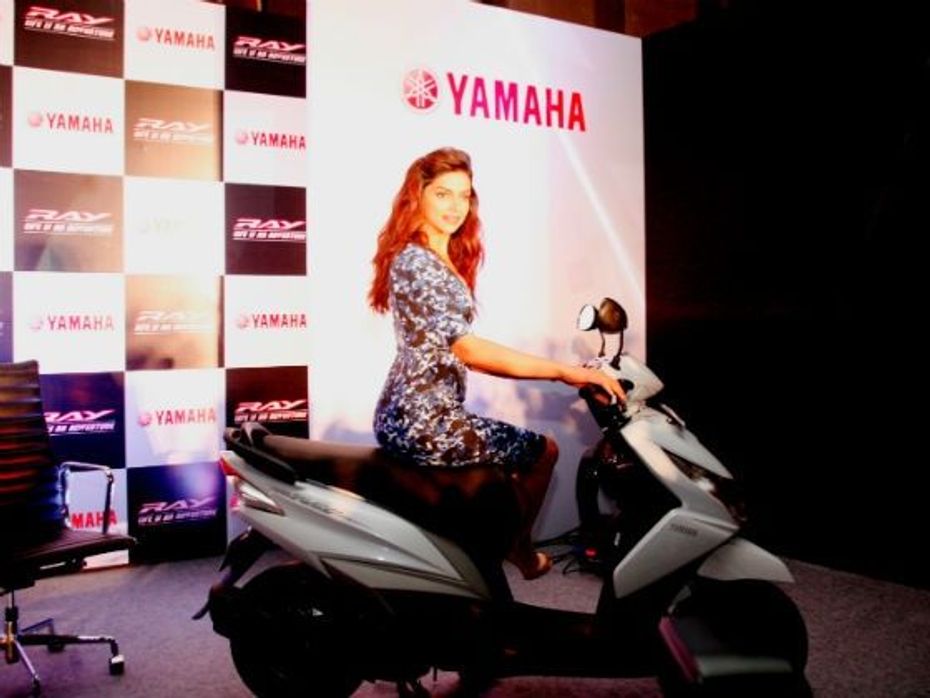 Deepika Padukone on the Yamaha Ray in new white colour