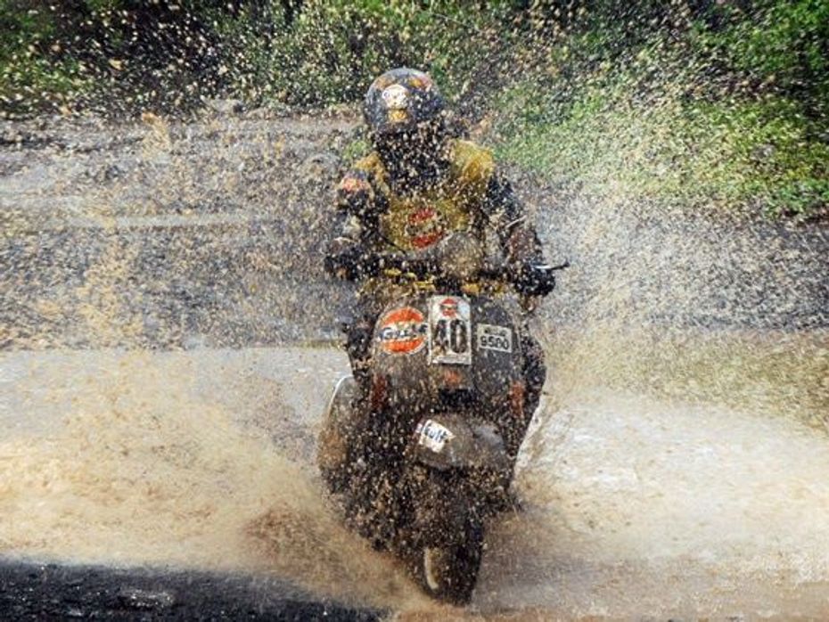 Rider in action at the 2013 Gulf Monsoon Scooter Rally