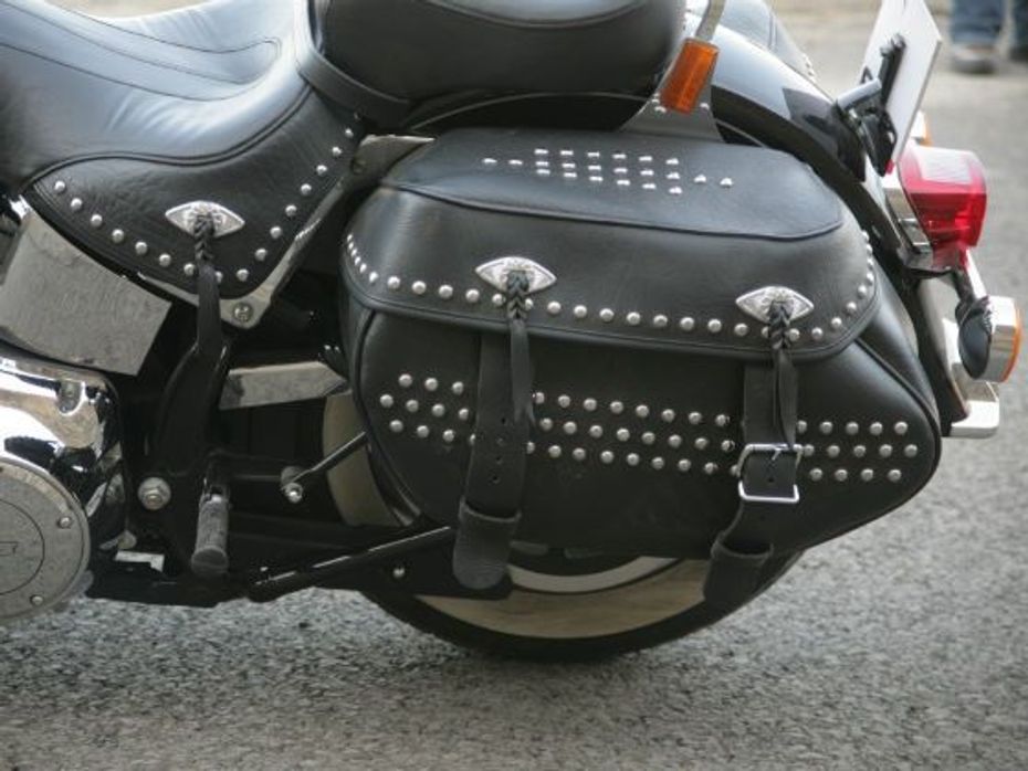 Old-school studded-leather saddlebags