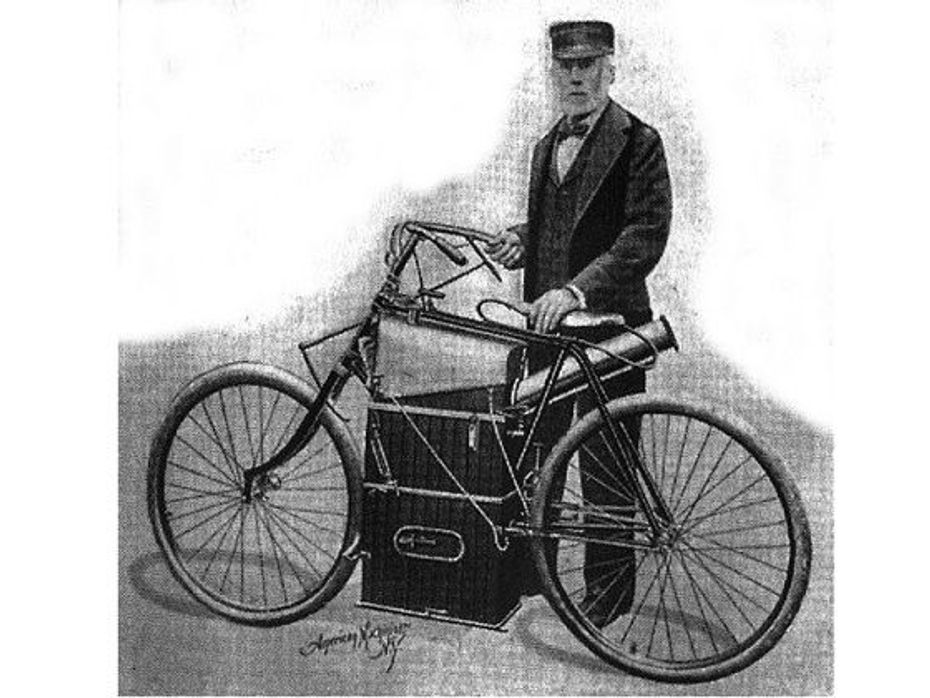 Sylvester H. Roper poses with his machine