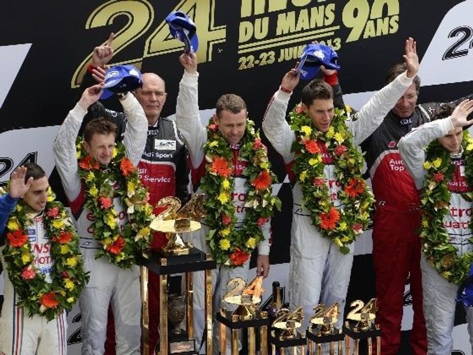 2013 24 Hours of Le Mans winners on the podium