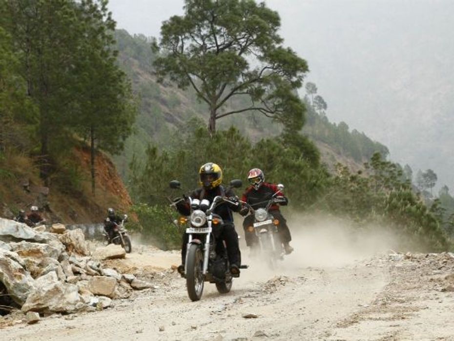 Riders in action at 2013 RE tour of Bhutan