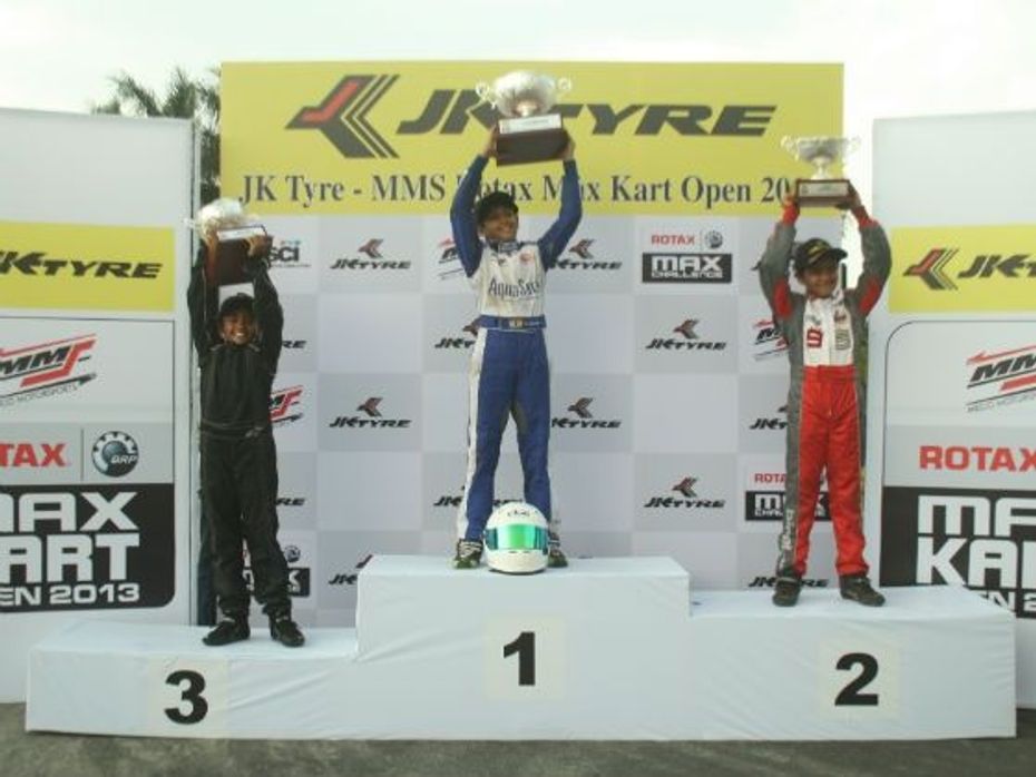 JK- Tyre Rotax Max Kart Open 2013 podium Micro Max category