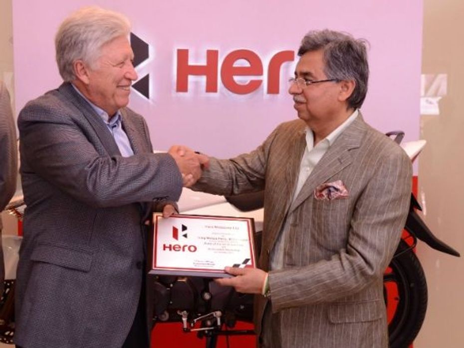 Pawan Munjal of Hero MotoCorp at the launch of the brand in Central America