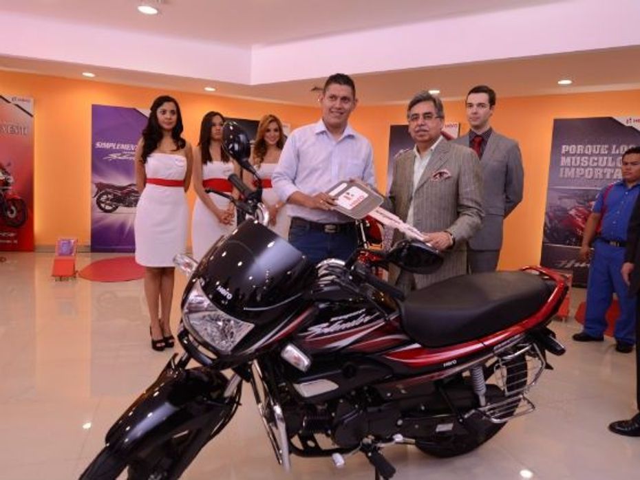 Pawan Munjal of Hero MotoCorp at the launch of the brand in Central America