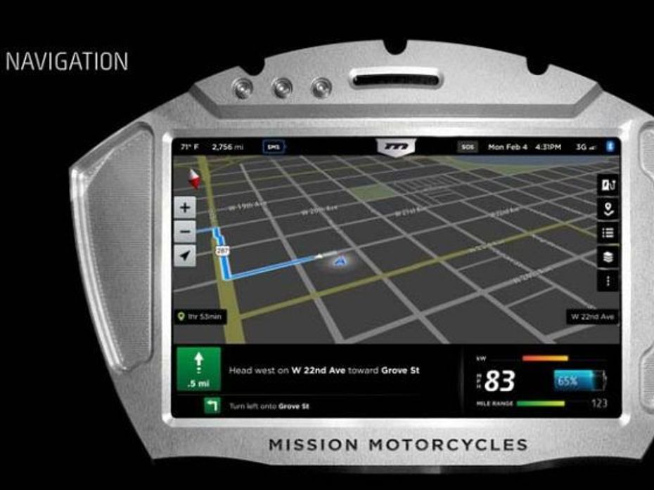 The touchscreen dashboard displaying GPS navigation