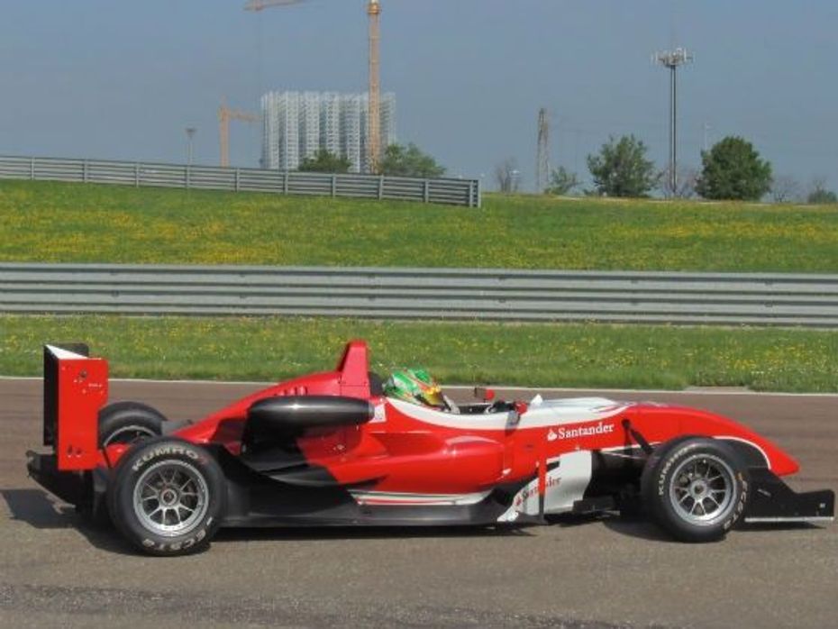 Parth Ghorpade in the Ferrari F3 car at the Fiorano track