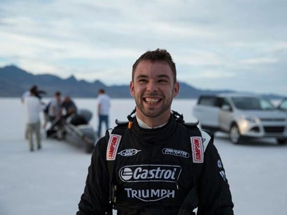 Former Moto2 rider Jason DiSalvo who will pilot the Castrol Rocket races Triumph motorcycles for a living and has also set AMA and FIM land speed records at the Bonneville Salt Flats
