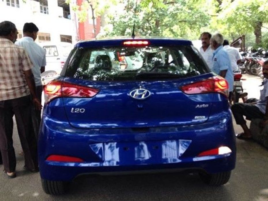 The rear design of the Hyundai Elite i20 spied in India