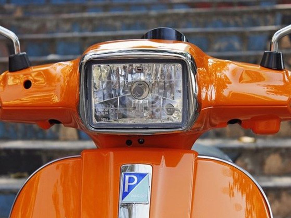 Orange colour Vespa S retro styled scooter in India