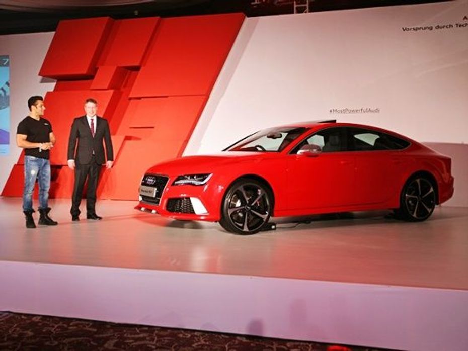 Salman Khan and Joe King, Head, Audi India at the RS7 launch