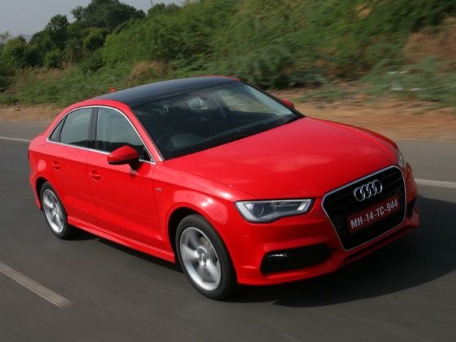 Red Audi A3 diesel driving in India