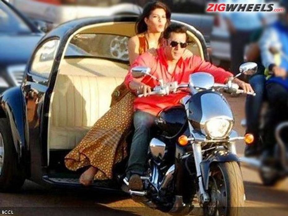 Salman rides a special Suzuki trike in Kick