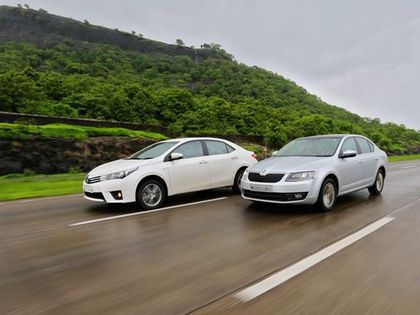 Toyota Corolla Altis and Skoda Octavia petrol in action