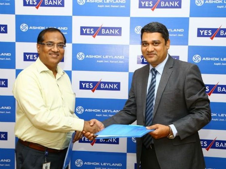 The MOU was signed by K Ram Kumar,Special Director, Finance, Ashok Leyland Ltd and Nipun Jain, President and Head, YES Bank Ltd