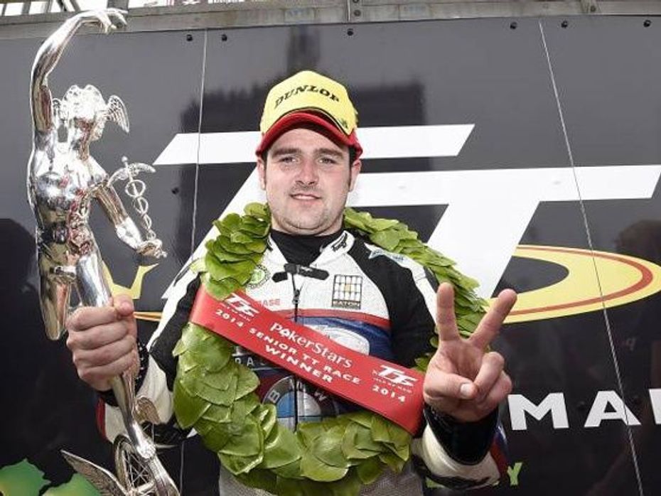 Michael Dunlop poses with his trophy
