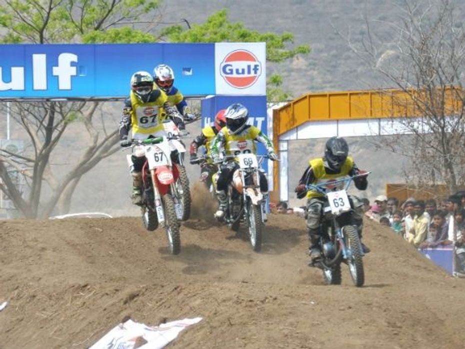 Riders in action at 2014 Gulf Supercross