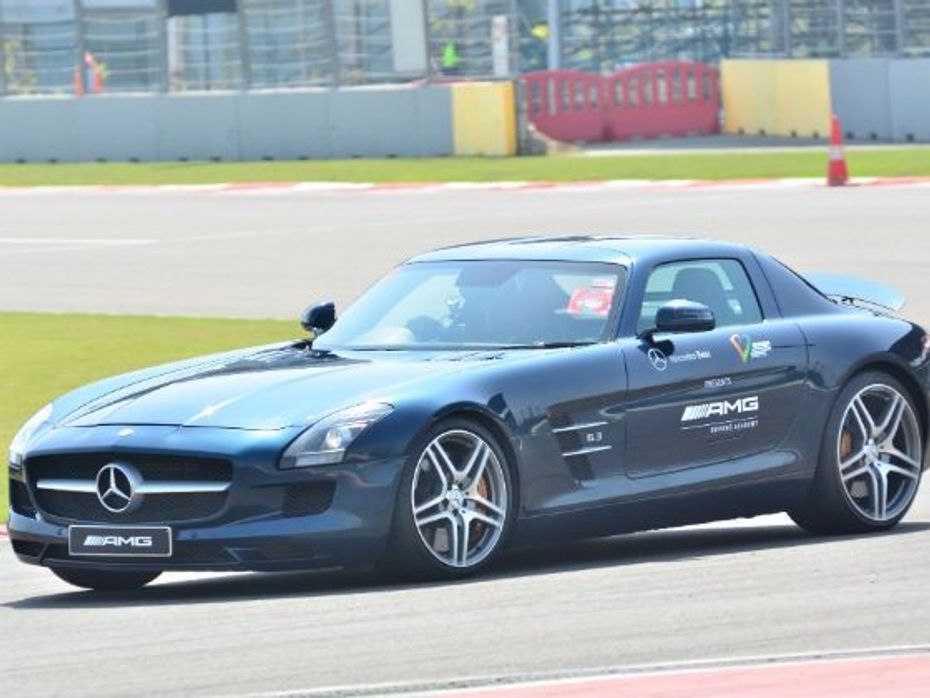 Mercedes SLS AMG in action at the BIC