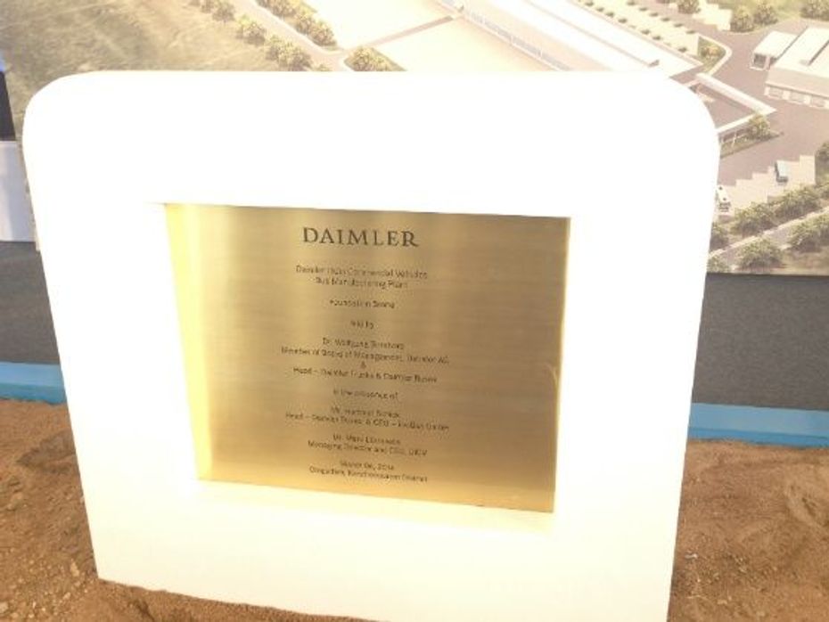 Daimler bus plant foundation stone