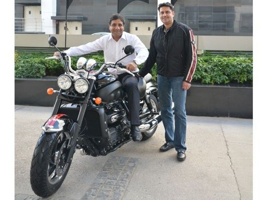 Vimal Sumbly at the Chandigarh Triumph dealership opening