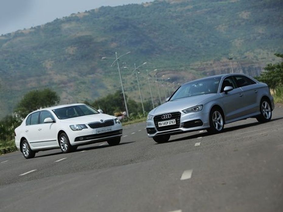 Audi A3 vs Skoda Superb petrol comparison front 2